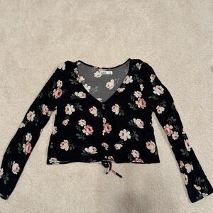 Hollister Black Floral Longsleeve Top
